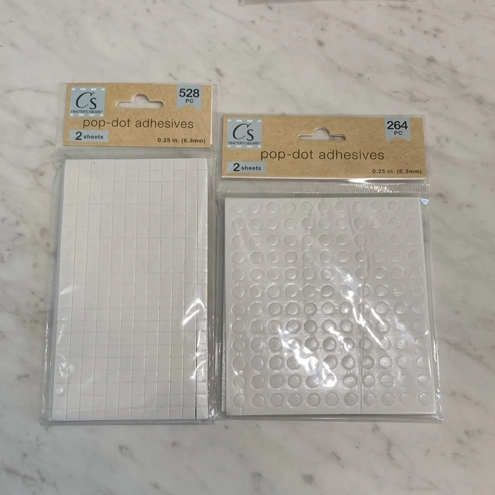 NEW Foam Pop Dot Adhesive White Circles and Squares 9 Packages